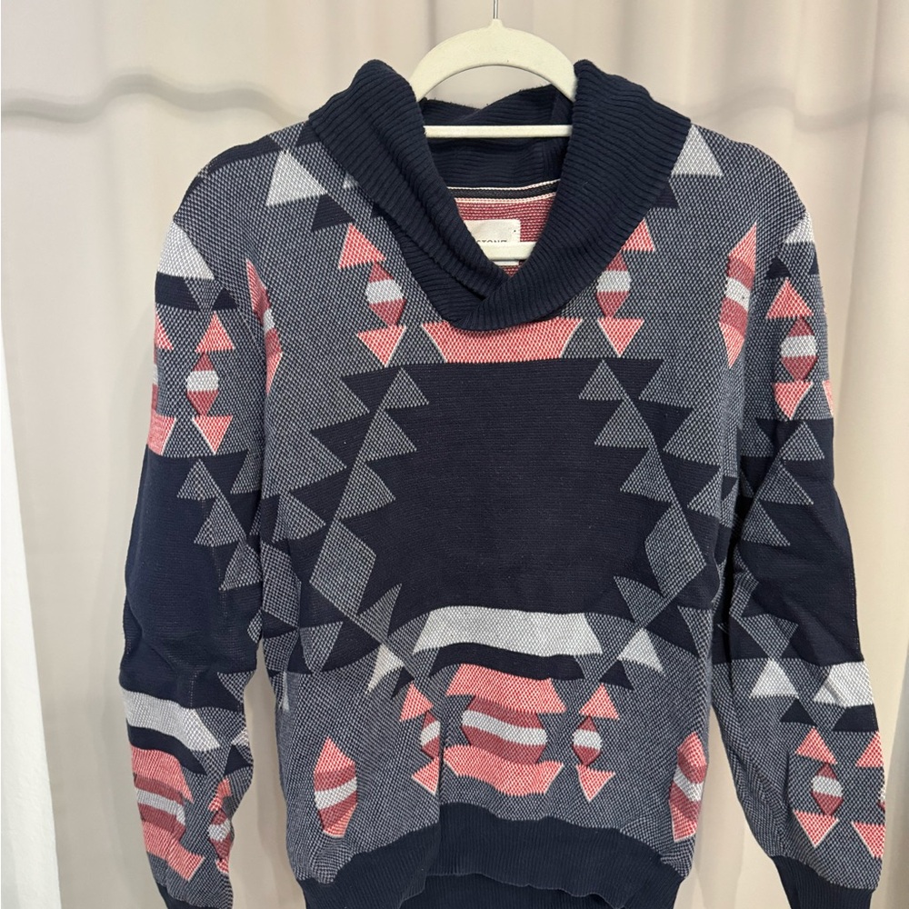 Sun + Stone Turtleneck Sweater in Navy and Pink